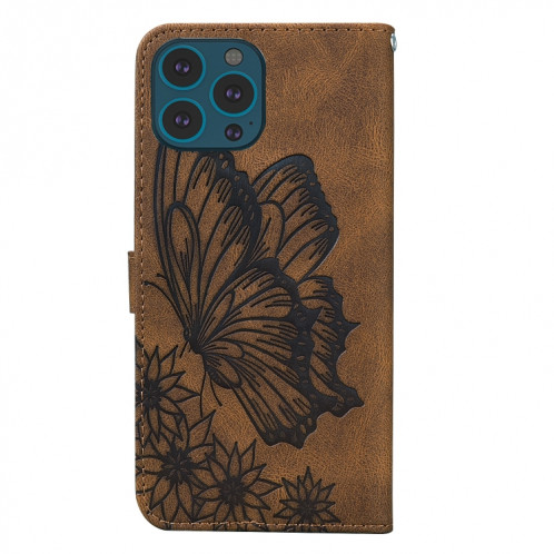 Peau rétro Saisestez les papillons gaufrage Horizontal Flip Cuir Coffret avec support & carte Slots & Portefeuille pour iPhone 13 PRO (Brown) SH103E716-07