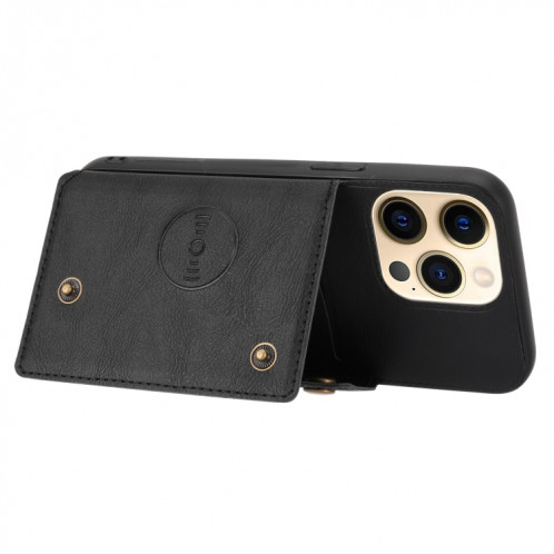 Double Boucle PU + TPU Cas de protection magnétique antichoc avec fente et support de carte pour iPhone 13 (noir) SH802E1975-07