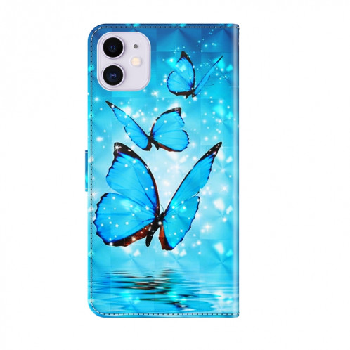 Motif de peinture 3D Horizontal Flip TPU + PU Housse en cuir PU avec support et porte-cartes et portefeuille pour iPhone 13 (trois papillons) SH402G568-07