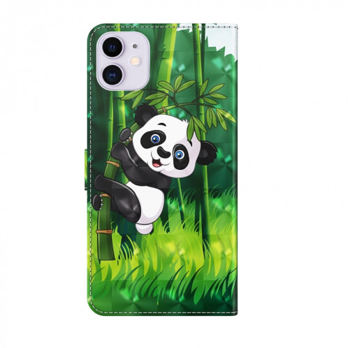 Motif de peinture 3D Horizontal Flip TPU + PU en cuir avec support et portefeuille pour iPhone 13 (Panda Escalade Bamboo) SH402H712-07