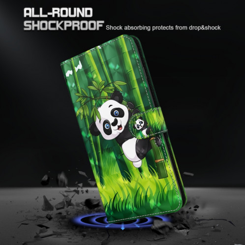 Motif de peinture 3D Horizontal Flip TPU + PU en cuir avec support et portefeuille pour iPhone 13 (Panda Escalade Bamboo) SH402H712-07