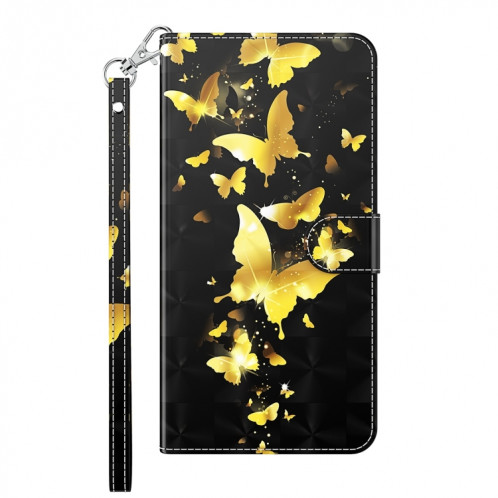 Motif de peinture 3D Horizontal Flip TPU + Coque en cuir PU avec support & carte Slots & Portefeuille pour iPhone 13 Pro (Papillons d'or) SH403A1933-07
