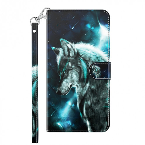 Motif de peinture 3D Horizontal Flip TPU + PU Coque en cuir avec porte-cartes et portefeuille pour iPhone 13 Pro (Wolf) SH403B602-07