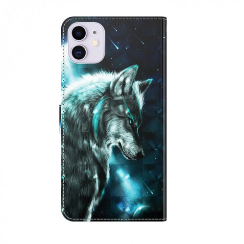 Motif de peinture 3D Horizontal Flip TPU + PU Coque en cuir avec porte-cartes et portefeuille pour iPhone 13 Pro (Wolf) SH403B602-07