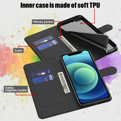 Motif de peinture 3D Horizontal Flip TPU + Coque en cuir PU avec support et carte de portefeuilles et portefeuille pour iPhone 13 Pro (Voie lactée) SH403D181-07