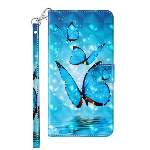 Modèle de peinture 3D Horizontal Flip TPU + PU Coque en cuir avec support & carte Slots & Portefeuille pour iPhone 13 Pro (trois papillons) SH403G1537-07
