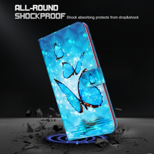 Modèle de peinture 3D Horizontal Flip TPU + PU Coque en cuir avec support & carte Slots & Portefeuille pour iPhone 13 Pro (trois papillons) SH403G1537-07