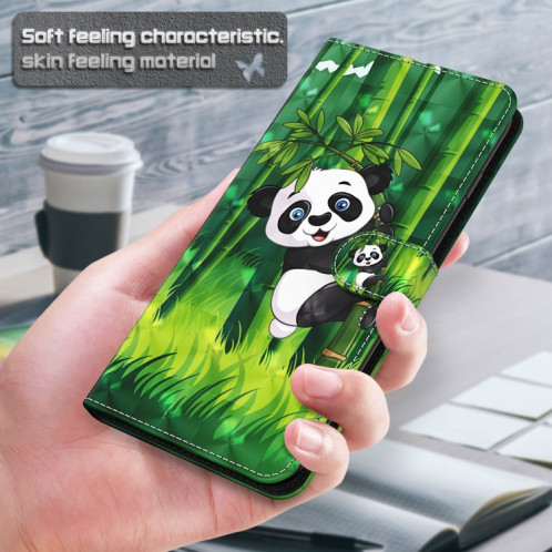 Modèle de peinture 3D Horizontal Flip TPU + PU en cuir avec support & carte Slots & Portefeuille pour iPhone 13 PRO (Panda Escalade Bamboo) SH403H1480-07