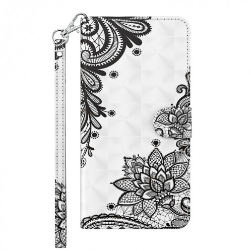 Motif de peinture 3D Horizontal Flip TPU + PU en cuir avec porte-carte et portefeuille pour iPhone 13 Pro (fleur noire diagonale) SH403I816-07