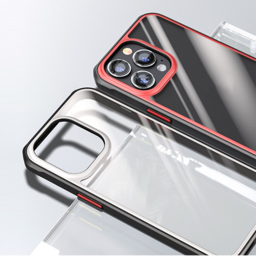 Belle couleur TPU + Case Clear PC Quatre-angles All-Inclusive Case pour iPhone 13 Pro (rouge) SH503A535-08
