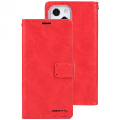 GOOSPERY Blue Moon Crazy Horse Texture Horizontale Flip Cuir Case avec support & Card Slot & Portefeuille pour iPhone 13 (rouge) SG802C1784-07