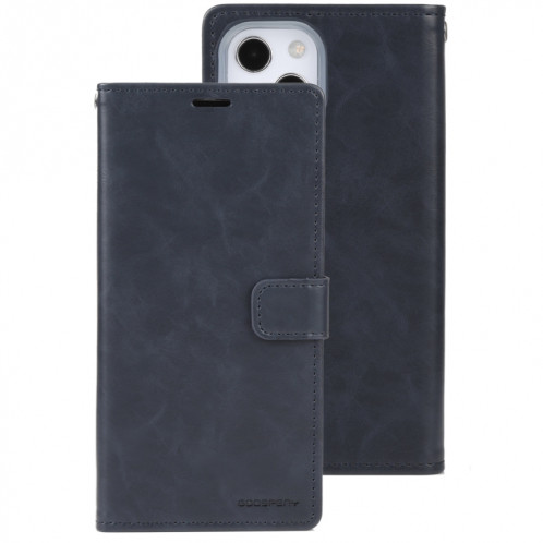 GOOSPERY Blue Moon Crazy Horse Texture Horizontal Flip Cuir Case avec support & Card Slot & Portefeuille pour iPhone 13 (Bleu foncé) SG802D47-07