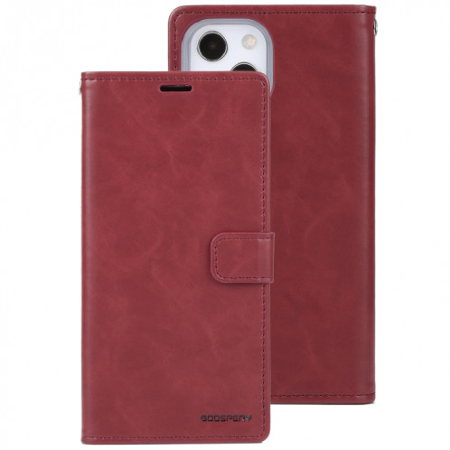 GOOSPERY Blue Moon Crazy Horse Texture Horizontale Horizontal Toas Cuir Slot & Card Slot & Portefeuille pour iPhone 13 (Rouge de vin) SG802G264-07