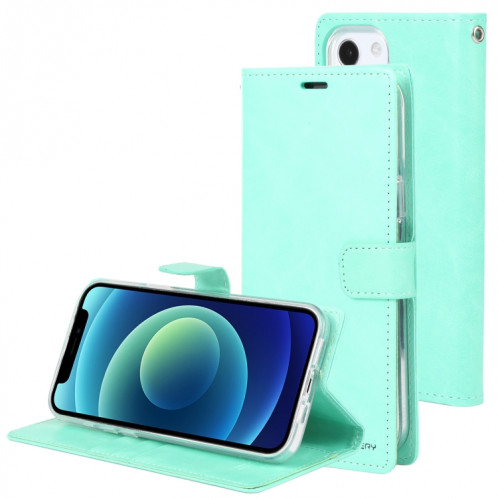 HOOSPERY Blue Moon Crazy Horse Texture Horizontale Flip Cuir Case avec support et portefeuille pour iPhone 13 (Vert menthe) SG802H1597-07