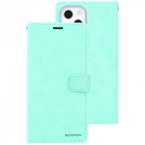 HOOSPERY Blue Moon Crazy Horse Texture Horizontale Flip Cuir Case avec support et portefeuille pour iPhone 13 (Vert menthe) SG802H1597-07