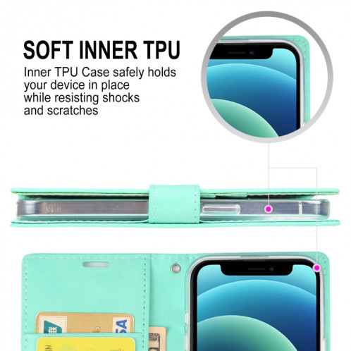 GOOSPERY Blue Moon Crazy Horse Texture Horizontale Flip Cuir Case avec support & Card Slot & Portefeuille pour iPhone 13 (rouge) SG802C1784-07