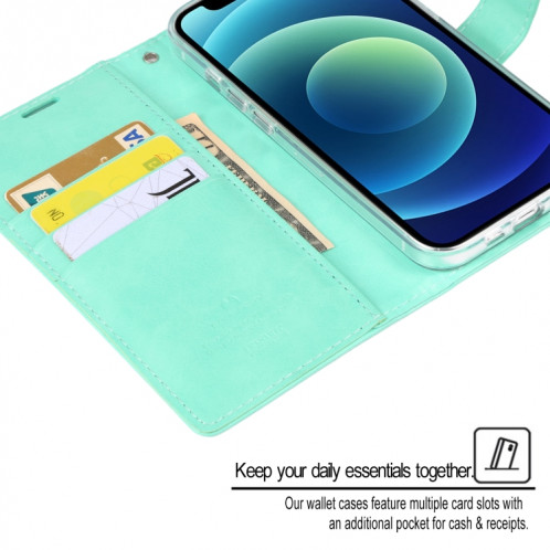 HOOSPERY Blue Moon Crazy Horse Texture Horizontale Flip Cuir Case avec support et portefeuille pour iPhone 13 (Vert menthe) SG802H1597-07