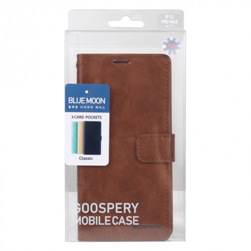 GOOSPERY Blue Moon Crazy Horse Texture Horizontal Flip Cuir Case avec support & Card Slot & Portefeuille pour iPhone 13 PRO (Brown) SH803A221-07