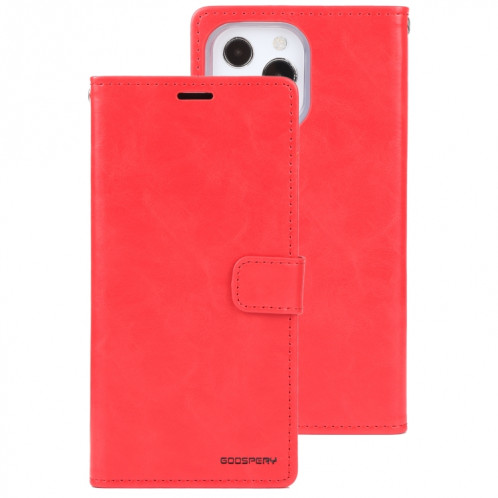 GOOSPERY Blue Moon Crazy Horse Texture Horizontale Flip Cuir Case avec support & Card Slot & Portefeuille pour iPhone 13 Pro (rouge) SG803C385-07