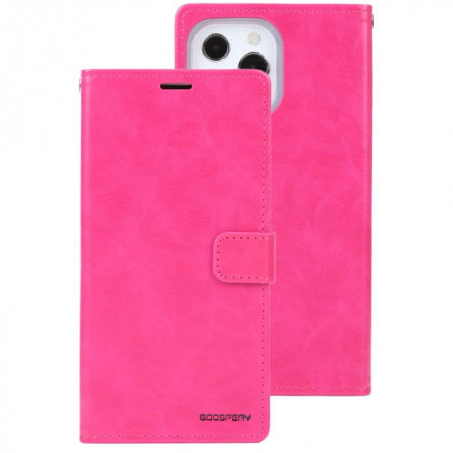 HOOSPERY Blue Moon Crazy Horse Texture Horizontale Flip Coating Horizontal Slot & Card Slot & Portefeuille pour iPhone 13 Pro (Rose Rouge) SG803E854-07