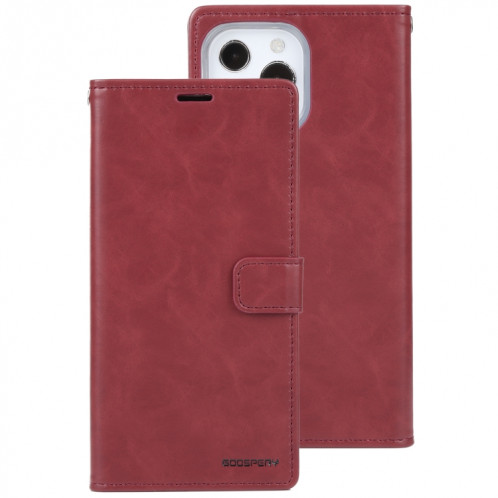 GOOSPERY Blue Moon Crazy Horse Texture Horizontal Horizontal Toas Coating avec support & Card Slot & Portefeuille pour iPhone 13 Pro (Rouge de vin) SG803G351-07