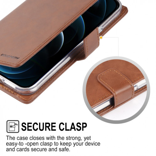 GOOSPERY Blue Moon Crazy Horse Texture Horizontal Flip Cuir Case avec support & Card Slot & Portefeuille pour iPhone 13 PRO (Brown) SH803A221-07