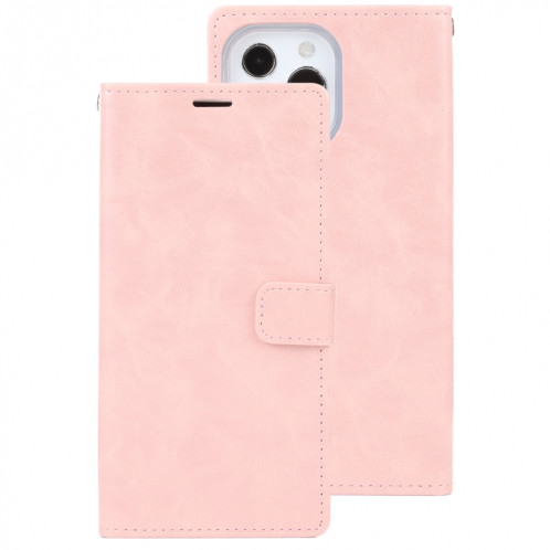 HOOSPERY Blue Moon Crazy Horse Texture Horizontale Flip Cuir Coffret avec porte-carte Slot & Portefeuille pour iPhone 13 Pro Max (or rose) SG804F749-07