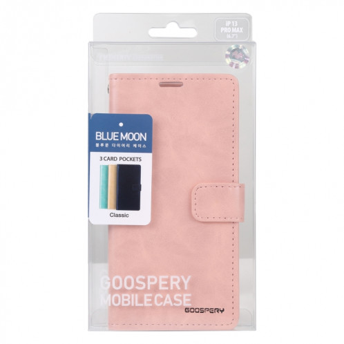 HOOSPERY Blue Moon Crazy Horse Texture Horizontale Flip Cuir Coffret avec porte-carte Slot & Portefeuille pour iPhone 13 Pro Max (or rose) SG804F749-07