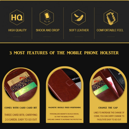 Edewei Crazy Horse Texture Horizontale Flip Cuir Case avec porte-cartes et portefeuille pour iPhone 13 (noir) SI802A993-07
