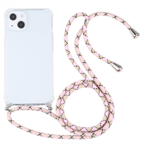 Cas de protection TPU TPU transparent à quatre angles avec lanière pour iPhone 13 (rose coloré) SH01AC529-07