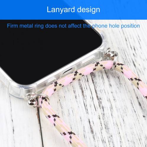 Cas de protection TPU TPU transparent à quatre angles avec lanière pour iPhone 13 (rose coloré) SH01AC529-07
