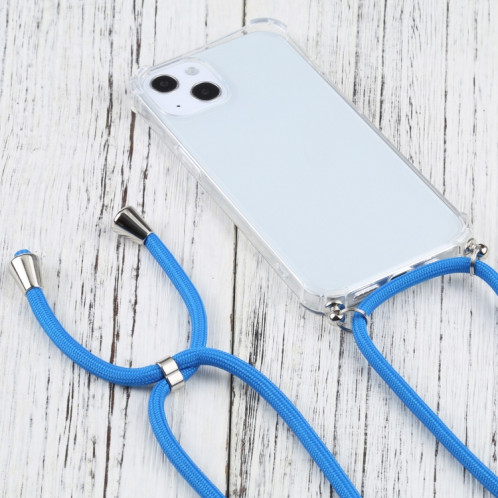Cas de protection TPU transparent transparent à quatre angles avec lanière pour iPhone 13 (bleu) SH501C1650-07