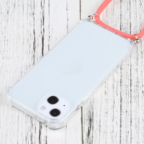 Cas de protection TPU TPU transparent à quatre angles avec lanière pour iPhone 13 (Orange) SH501D1644-07