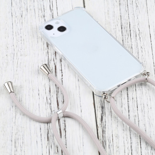 Étui de protection TPU transparent transparent à quatre angles avec lanière pour iPhone 13 (abricot) SH501E1127-07