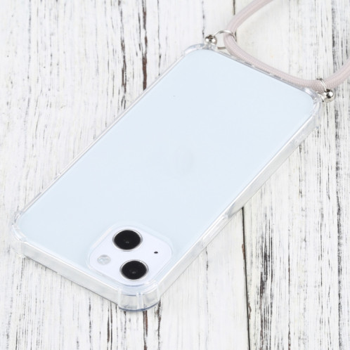 Étui de protection TPU transparent transparent à quatre angles avec lanière pour iPhone 13 (abricot) SH501E1127-07