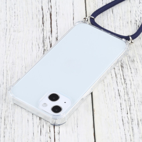 Cas de protection TPU TPU transparent à quatre angles avec lanière pour iPhone 13 (bleu foncé) SH501H1871-07