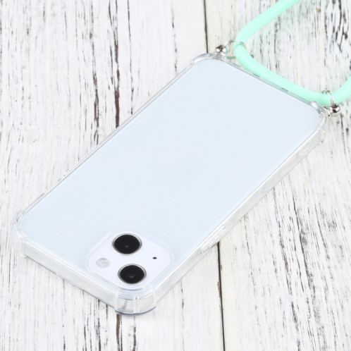 Cas de protection TPU transparent transparent à quatre angles avec lanière pour iPhone 13 (vert menthe) SH501L417-07
