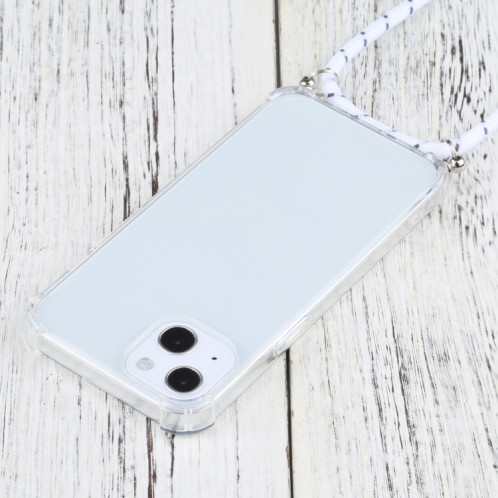 TPU TPU TPU transparent à quatre angles avec lanière pour iPhone 13 (blanc épais noir) SH501T195-07