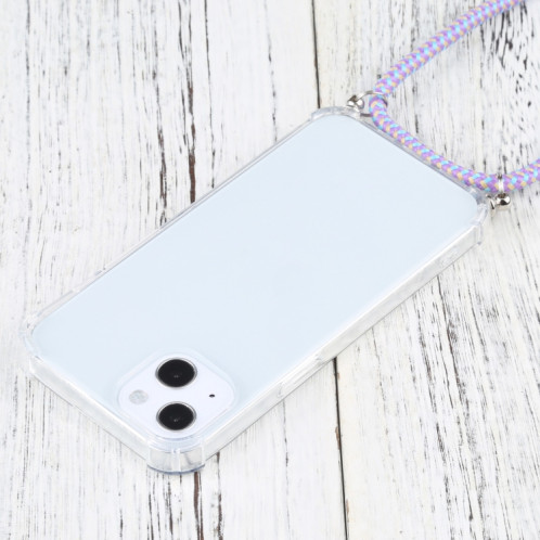 Cas de protection TPU transparent transparent à quatre angles avec lanière pour iPhone 13 (bleu violet) SH501U1510-07