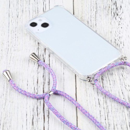 Cas de protection TPU TPU transparent à quatre angles avec lanière pour iPhone 13 (violet coloré) SH501V1109-07