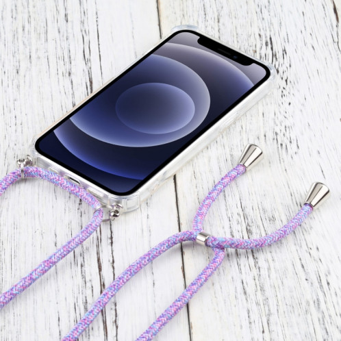 Cas de protection TPU TPU transparent à quatre angles avec lanière pour iPhone 13 (violet coloré) SH501V1109-07