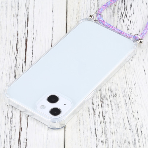 Cas de protection TPU TPU transparent à quatre angles avec lanière pour iPhone 13 (violet coloré) SH501V1109-07
