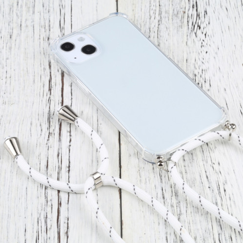 TPU TPU TPU transparent à quatre angles avec lanière pour iPhone 13 (blanc mince noir) SH501W1017-07