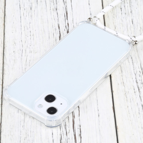 TPU TPU TPU transparent à quatre angles avec lanière pour iPhone 13 (blanc mince noir) SH501W1017-07