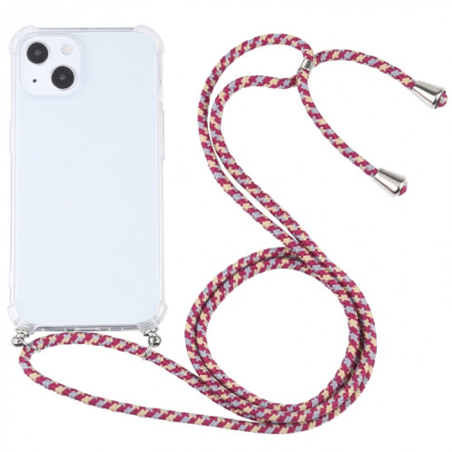 Cas de protection TPU TPU transparent à quatre angles avec lanière pour iPhone 13 (jaune gris rouge) SH501Y763-07