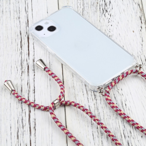 Cas de protection TPU TPU transparent à quatre angles avec lanière pour iPhone 13 (jaune gris rouge) SH501Y763-07