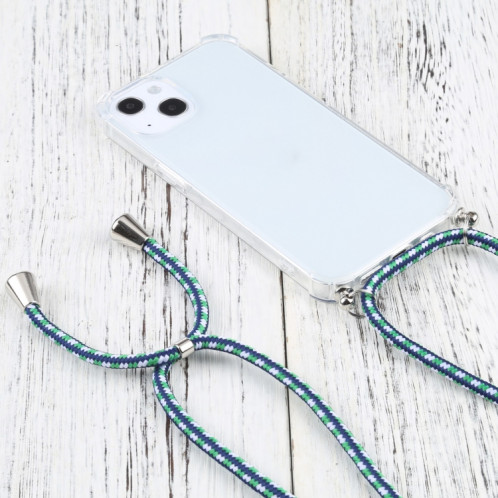 TPU TPU TPU transparent à quatre angles avec lanière pour iPhone 13 (blanc vert) SH501Z804-07