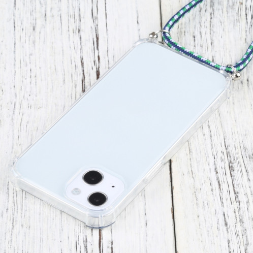 TPU TPU TPU transparent à quatre angles avec lanière pour iPhone 13 (blanc vert) SH501Z804-07