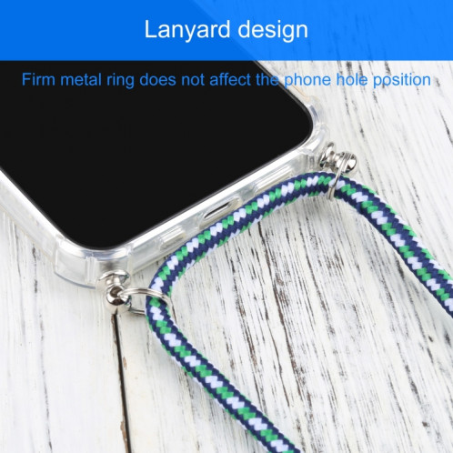 TPU TPU TPU transparent à quatre angles avec lanière pour iPhone 13 (blanc vert) SH501Z804-07