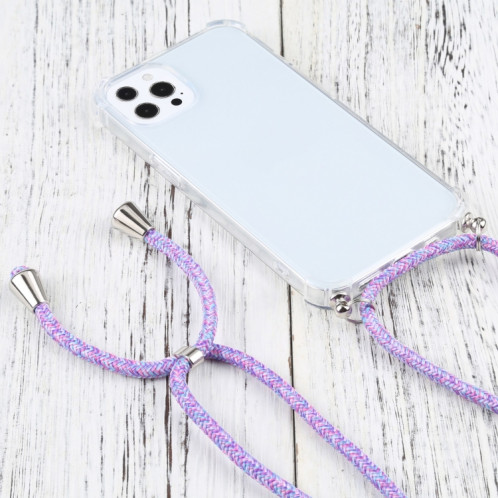 Étui de protection TPU transparent transparent à quatre angles avec lanière pour iPhone 13 Pro (Violet coloré) SH503V1473-07